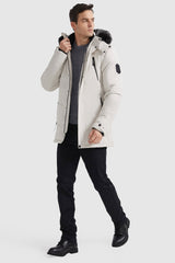 Orolay-Hooded Mountain Parka with Faux Fur-Hooded Mountain Parka with Faux Fur - Orolay, #color_White