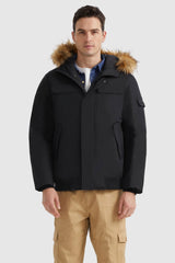 Orolay-Hooded Mountain Parka with Faux Fur-Hooded Mountain Parka with Faux Fur - Orolay, #color_Black