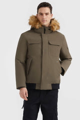 Orolay-Hooded Mountain Parka with Faux Fur-Hooded Mountain Parka with Faux Fur - Orolay, #color_Sepia