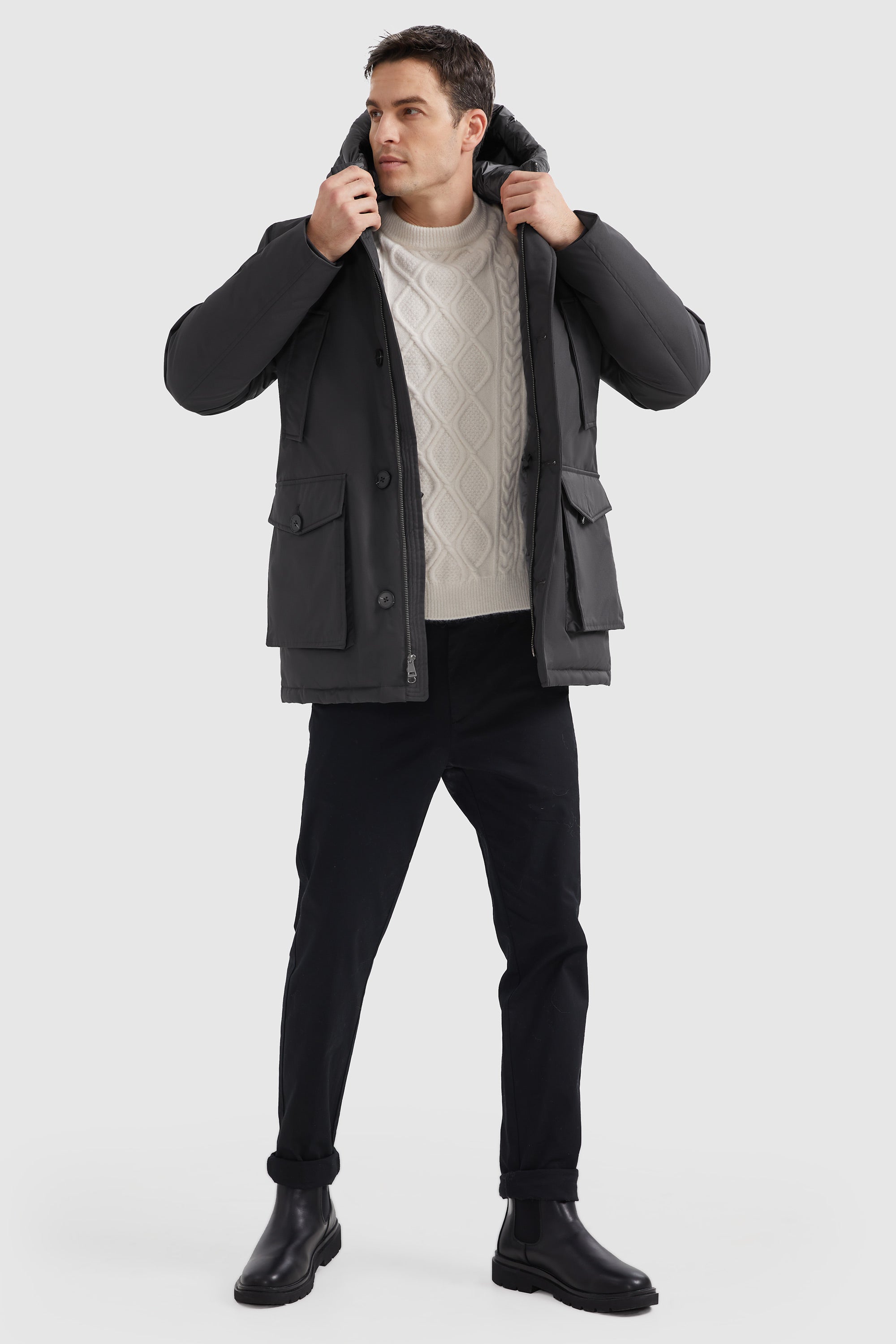 Orolay-Hooded Puffer Thickened Down Coat-#color_Odyssey Gray