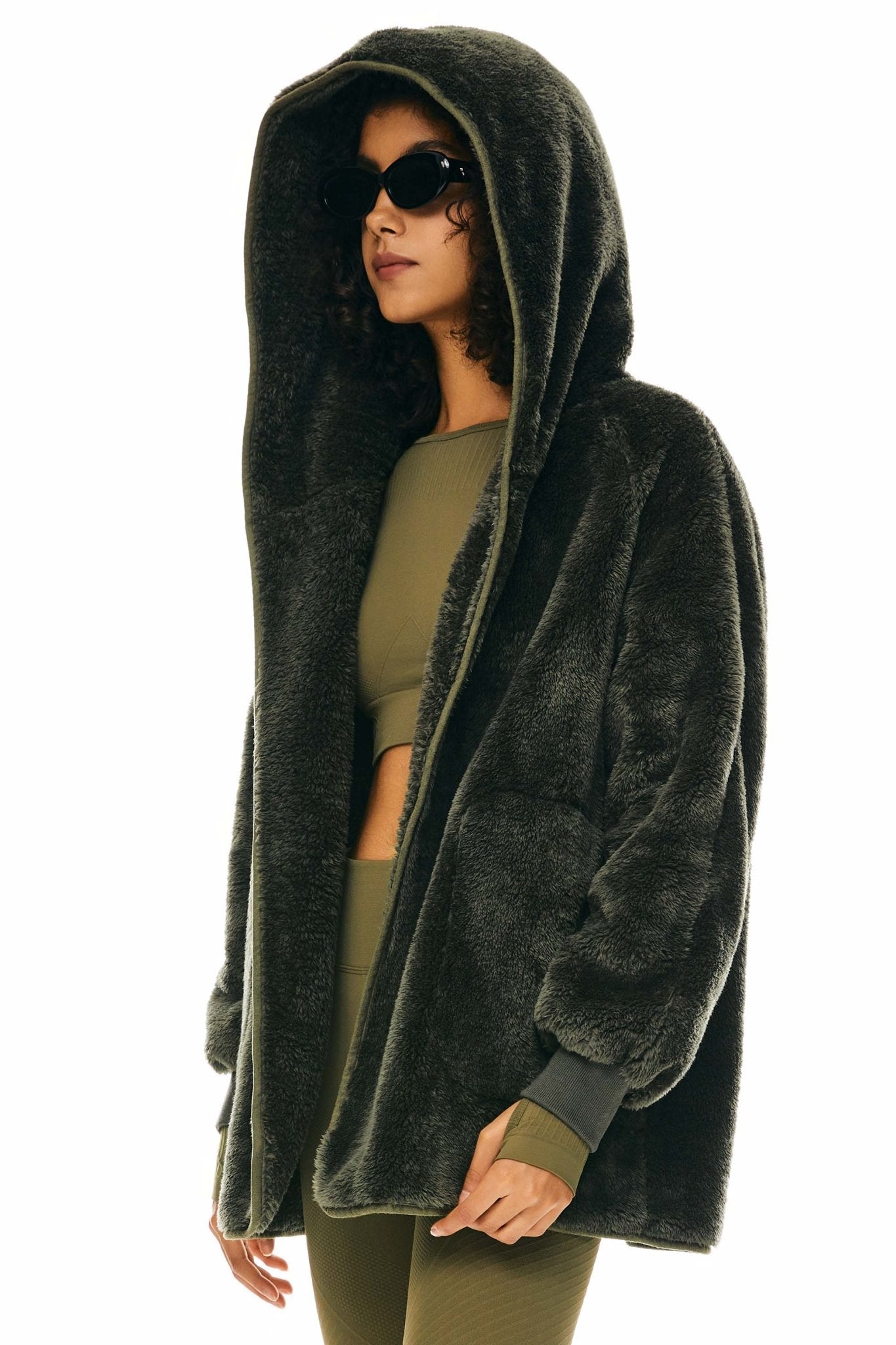 Orolay-Hooded Sherpa Jacket-Hooded Sherpa Jacket - Orolay, #color_Chive