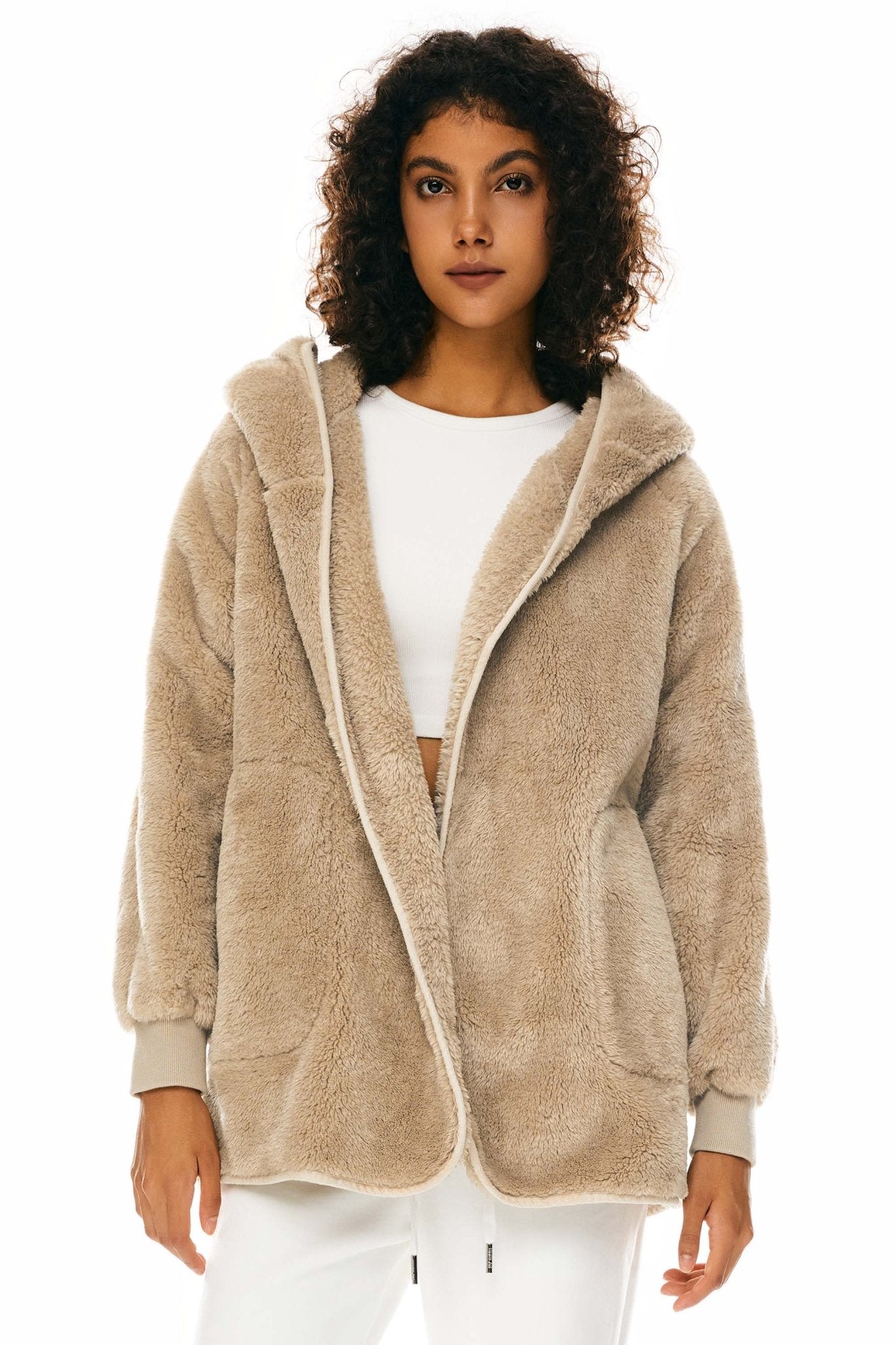 Orolay-Hooded Sherpa Jacket-Hooded Sherpa Jacket - Orolay, #color_Khaki