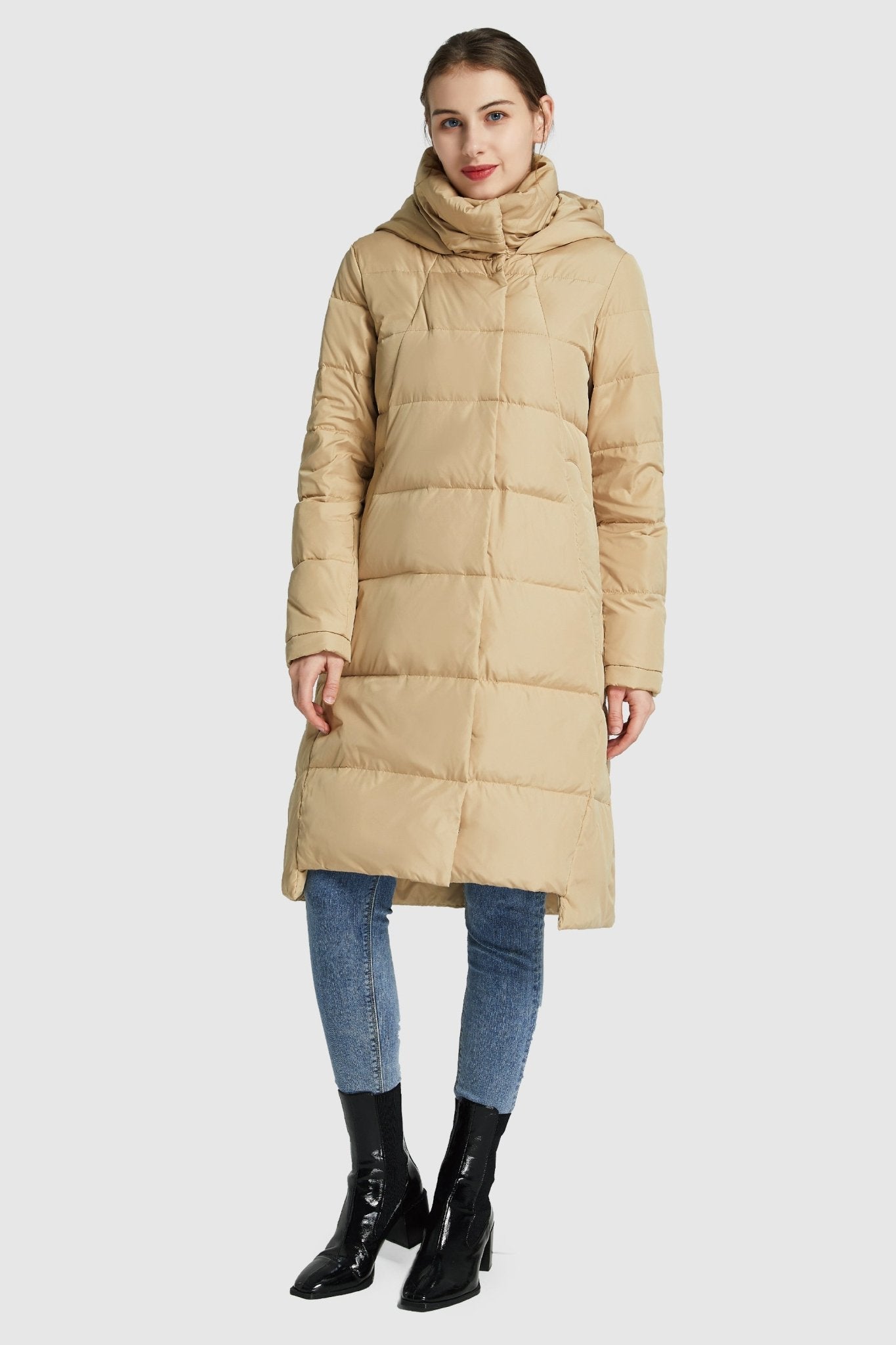 Orolay-Hooded Winter Two-Way Zipper Down Coat-Hooded Winter Two - Way Zipper Down Coat - Orolay, #color_Summer Melon