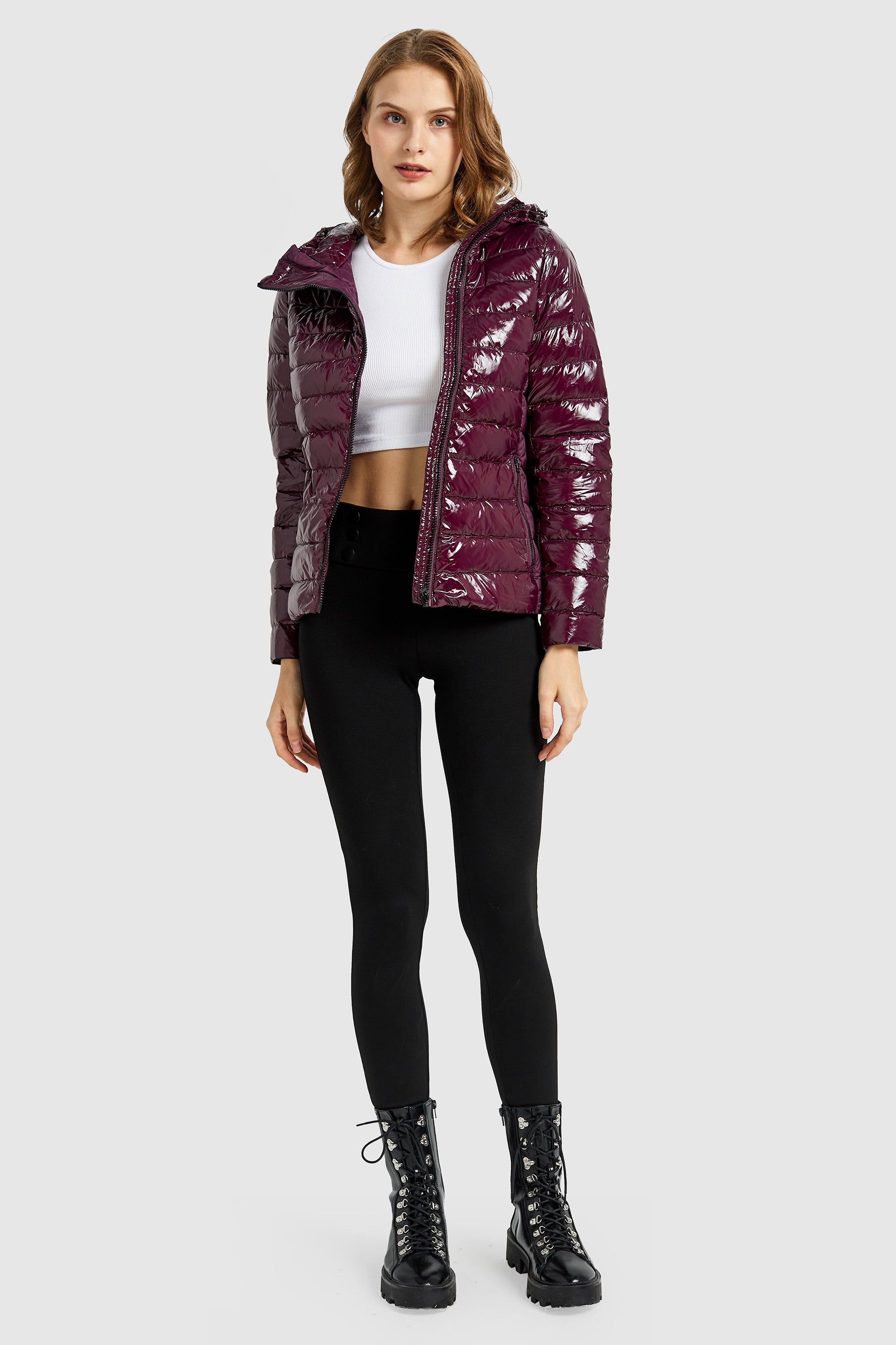 Orolay-Inclined Zipper Sporty Winter Coat-#color_Magenta Purple