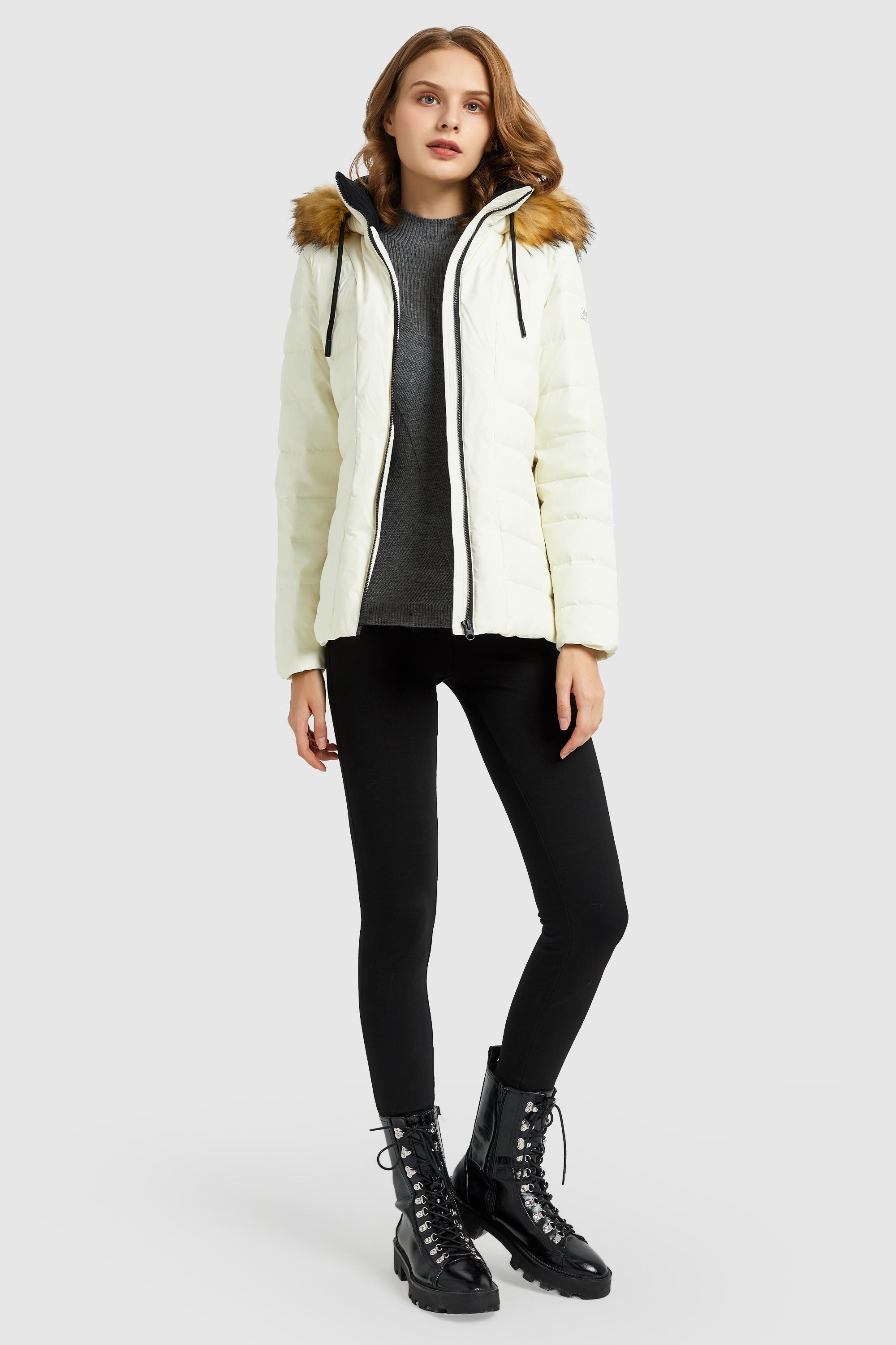 Orolay-Inner Pocket Snap Puffer Jacket-#color_White