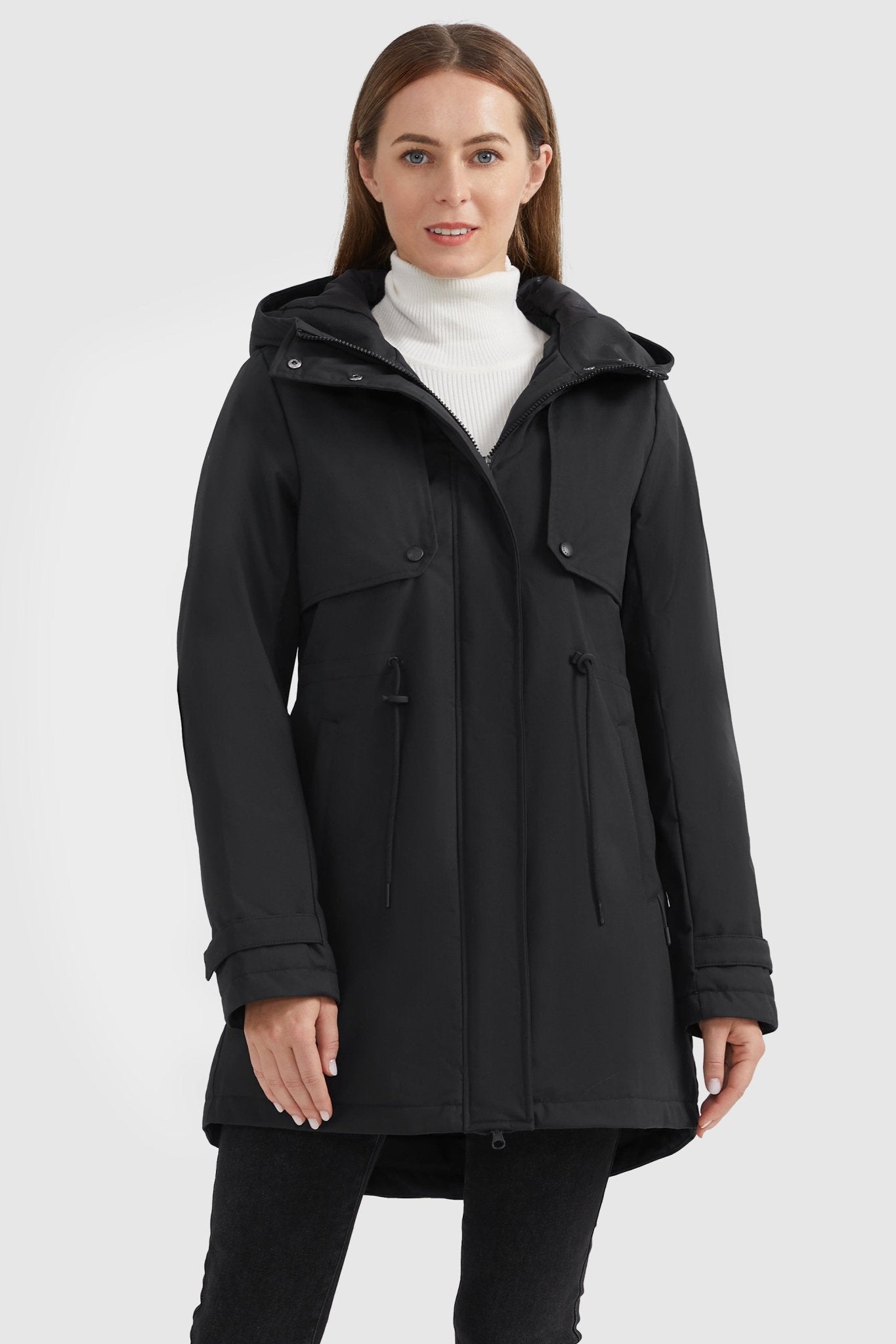 Orolay-Insulated Drawstring Waist Puffer Jacket-Insulated Drawstring Waist Puffer Jacket - Orolay, #color_Black