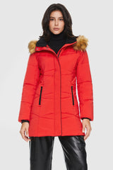 Orolay-Insulated Jacket Zip-up Winter Coat-Insulated Jacket Zip - up Winter Coat - Orolay, #color_Fiery Red