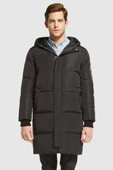 Orolay-Knee Length Winter Thickened Down Jacket-#color_Black