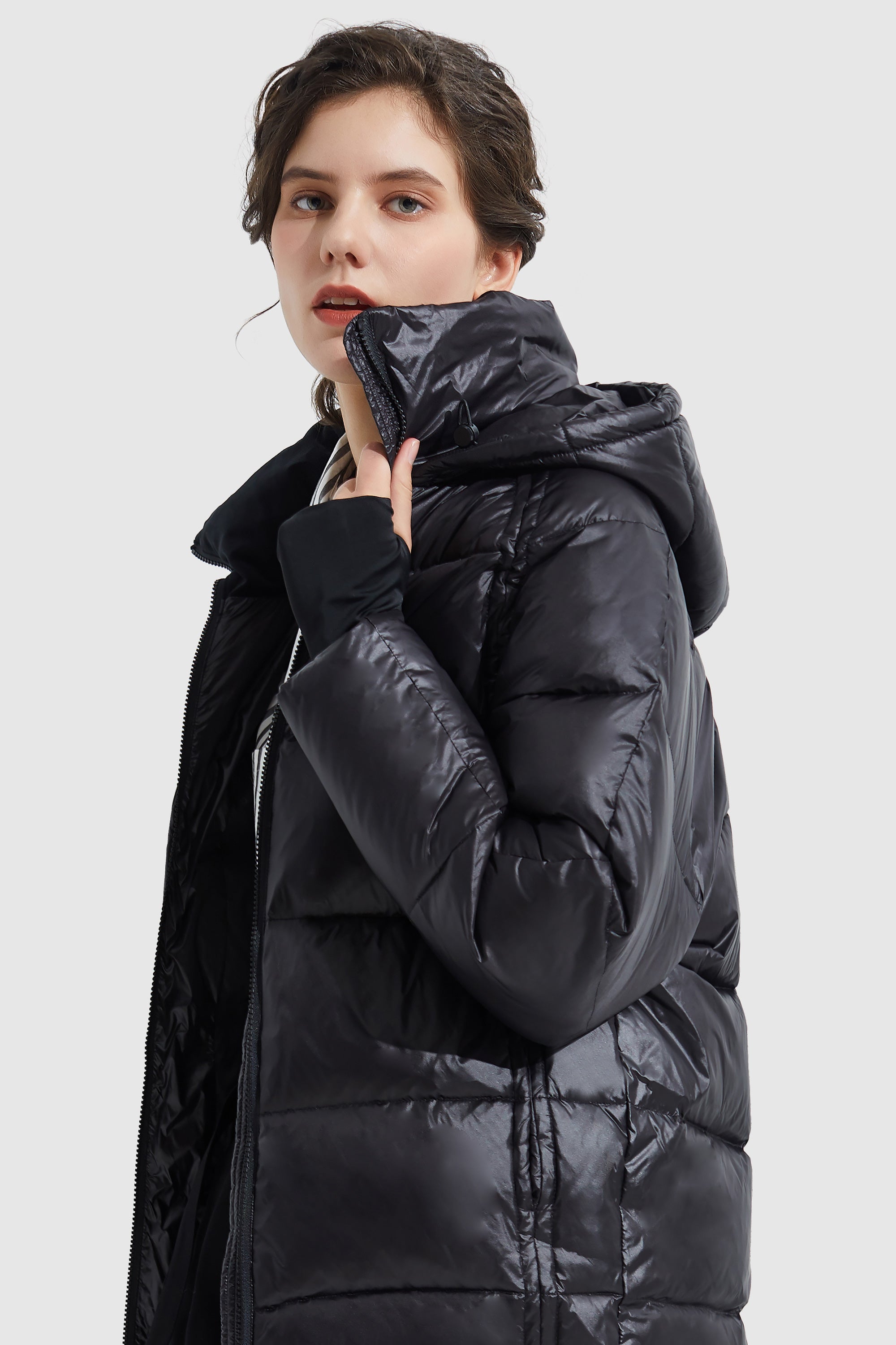 Orolay-Light Cropped Bubble Puffer Jacket-#color_Black