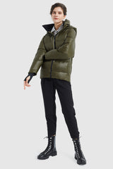 Orolay-Light Cropped Bubble Puffer Jacket-#color_Chive