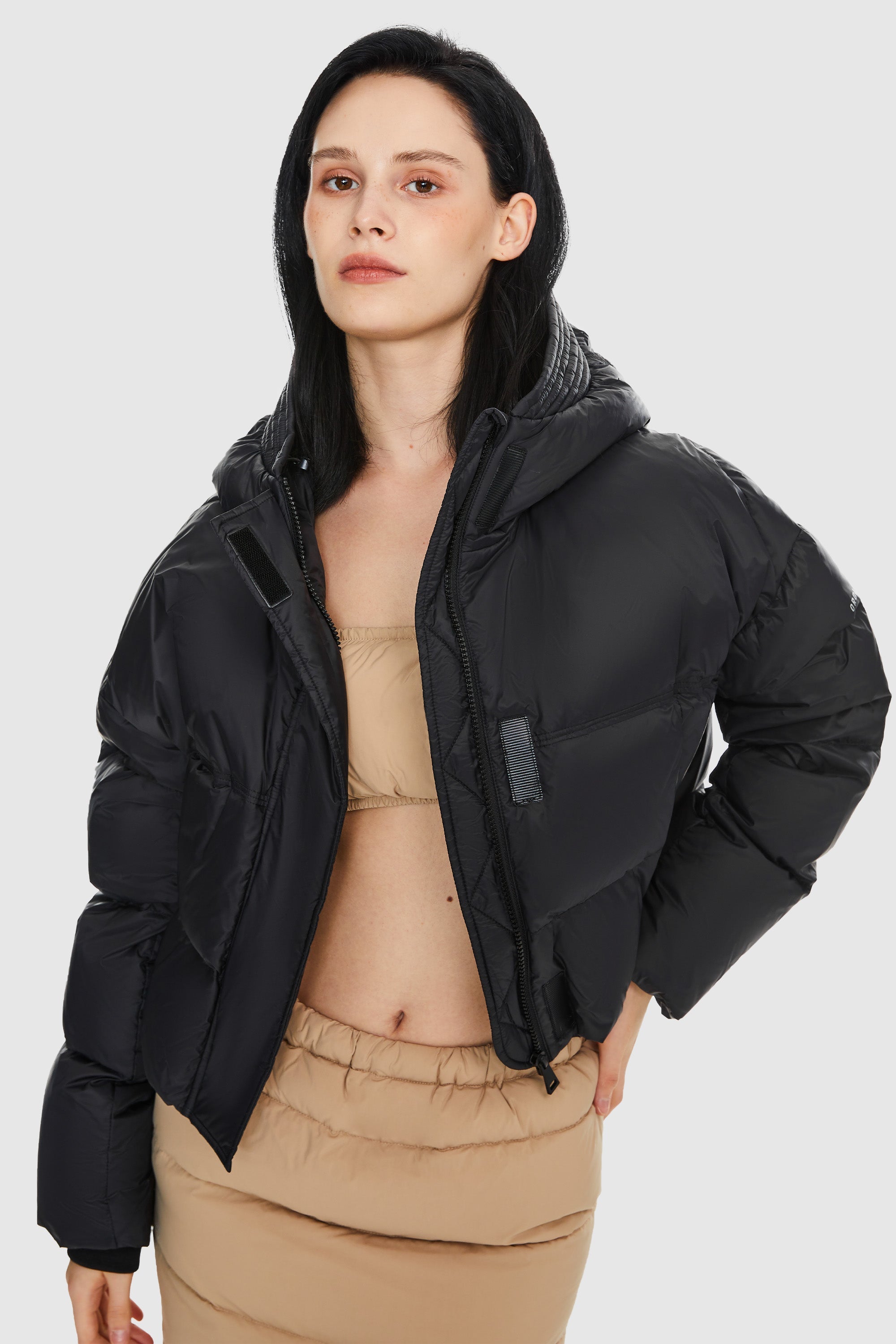 Orolay-Lightweight Cropped Puffer Jacket-#color_Black