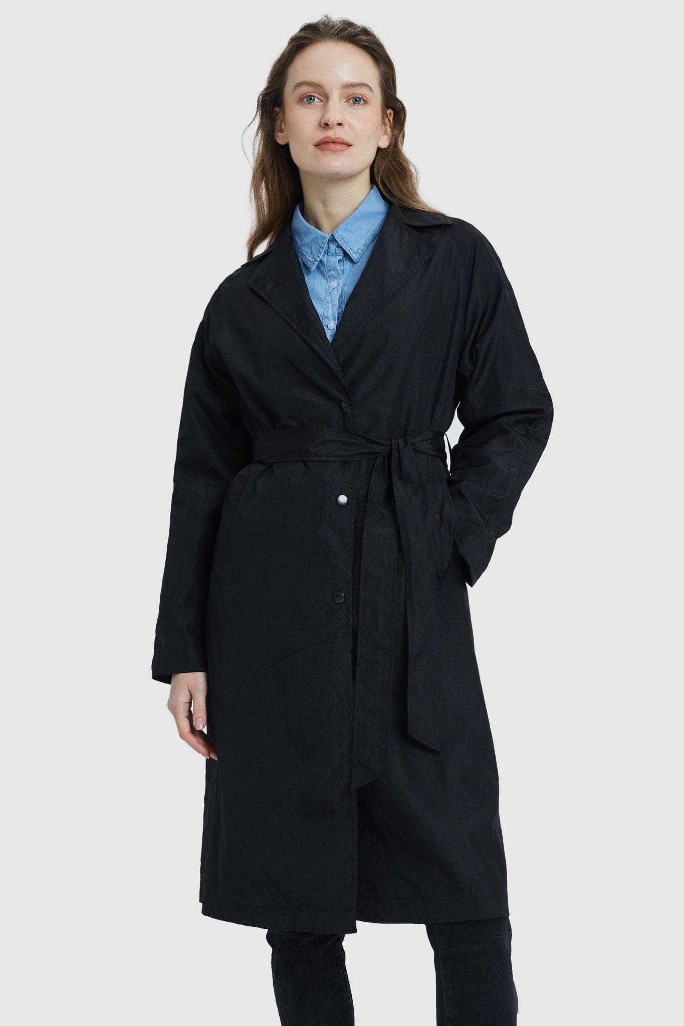 Orolay-Lightweight Lapel Trench-Lightweight Lapel Trench - Orolay, #color_Black