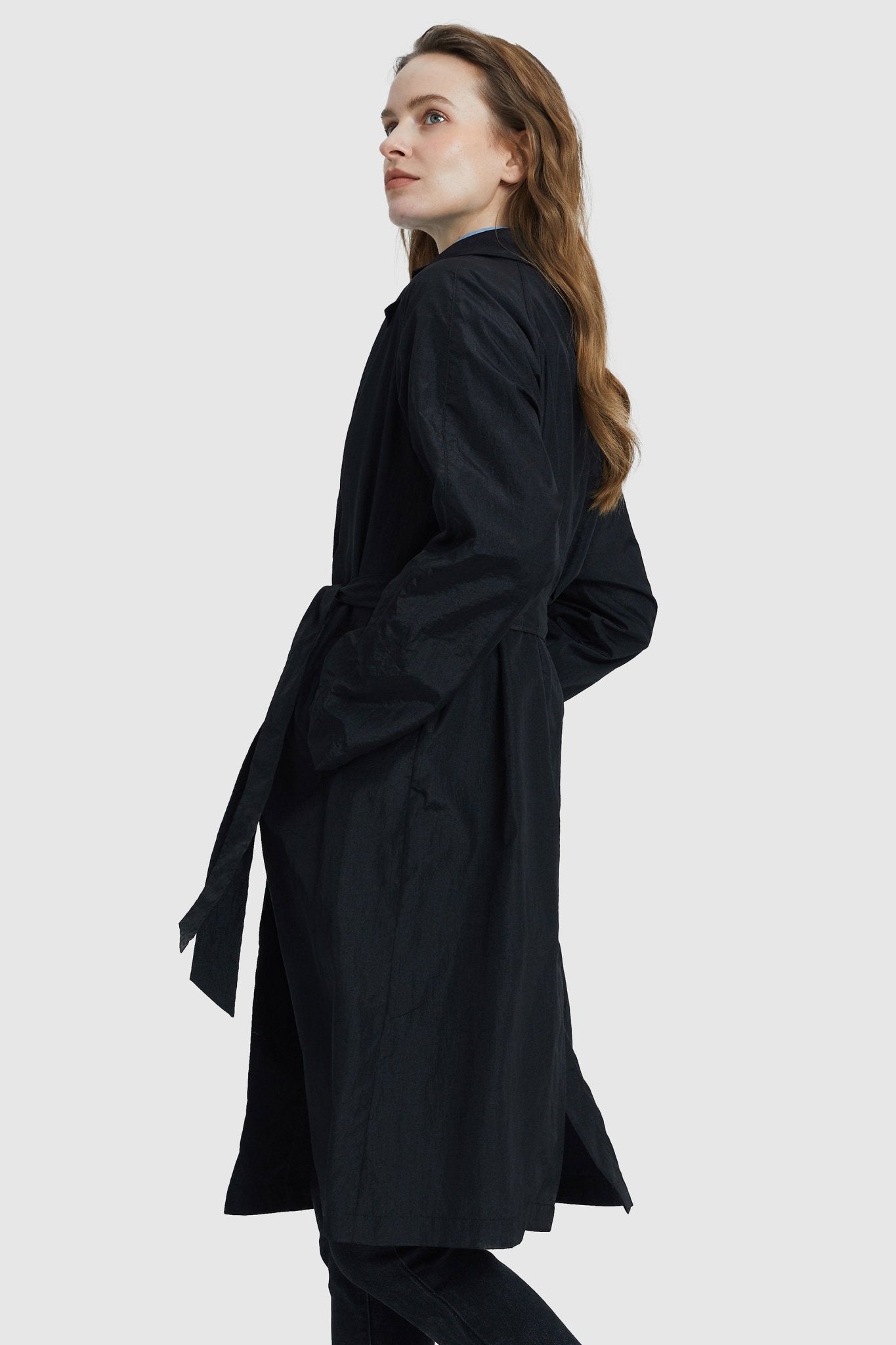 Orolay-Lightweight Lapel Trench-Lightweight Lapel Trench - Orolay, #color_Black