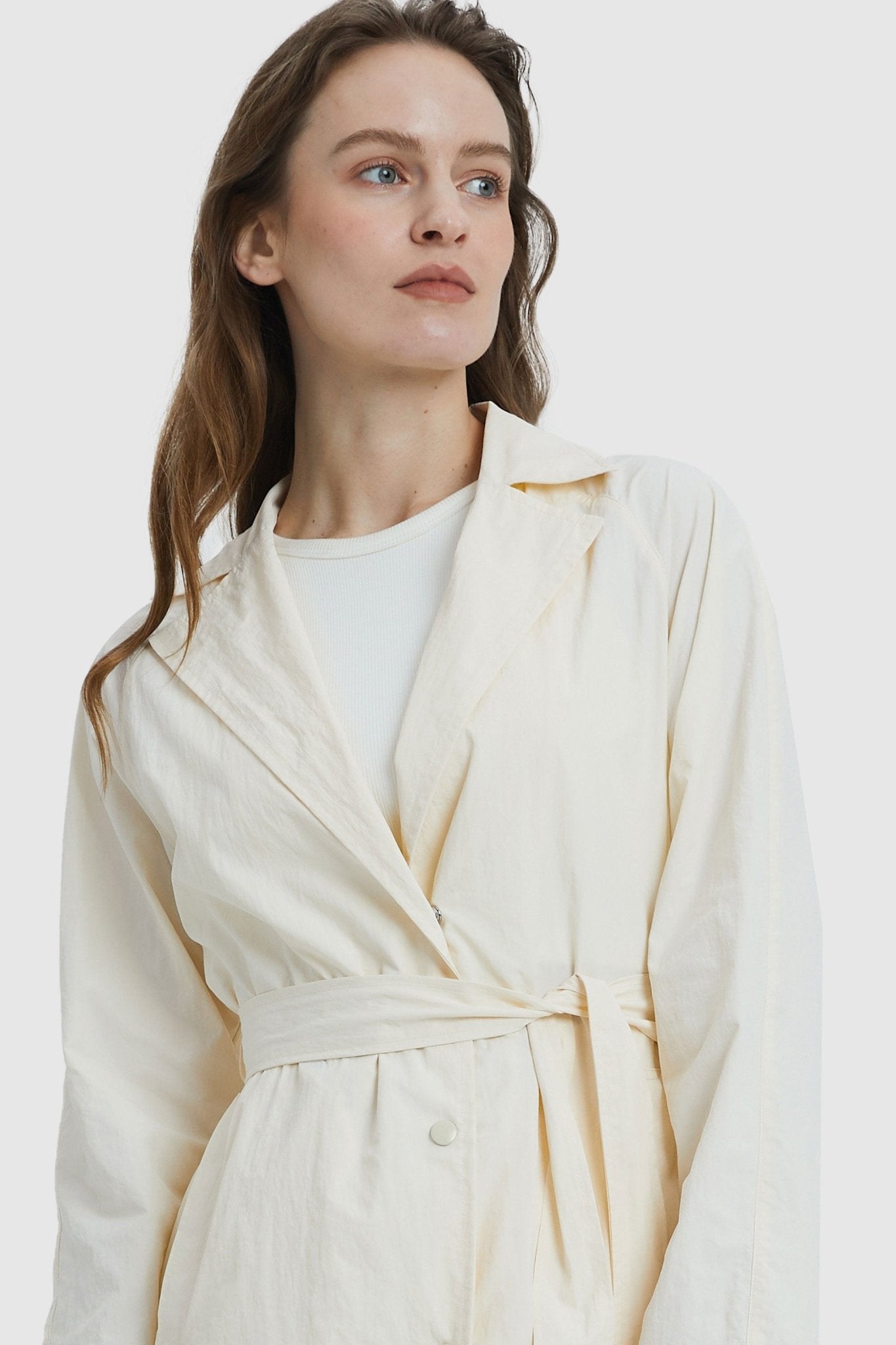 Orolay-Lightweight Lapel Trench-Lightweight Lapel Trench - Orolay, #color_Tofu