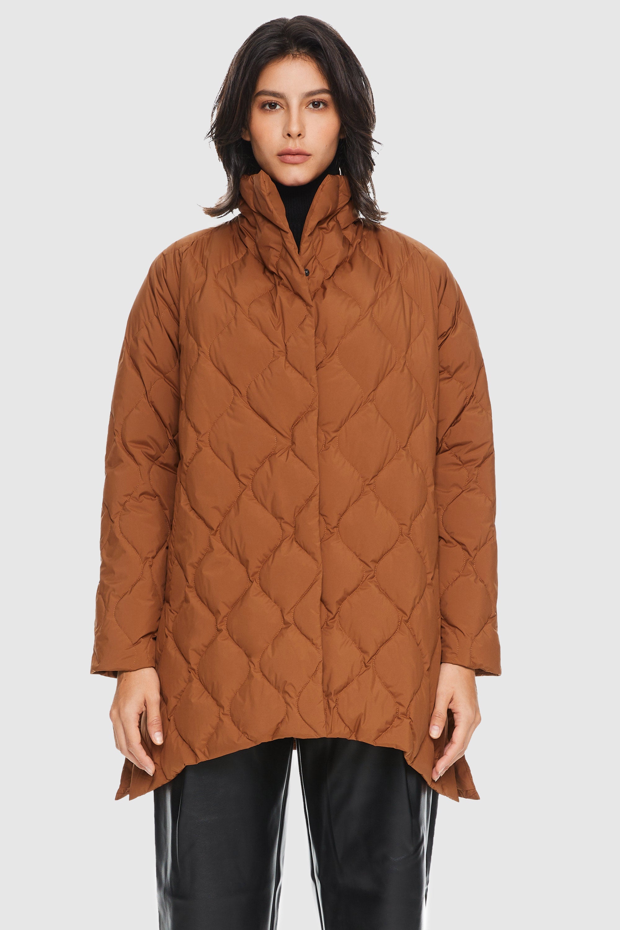 Orolay-Lightweight Long-Sleeve Puffer Jacket-#color_Bombay Brown