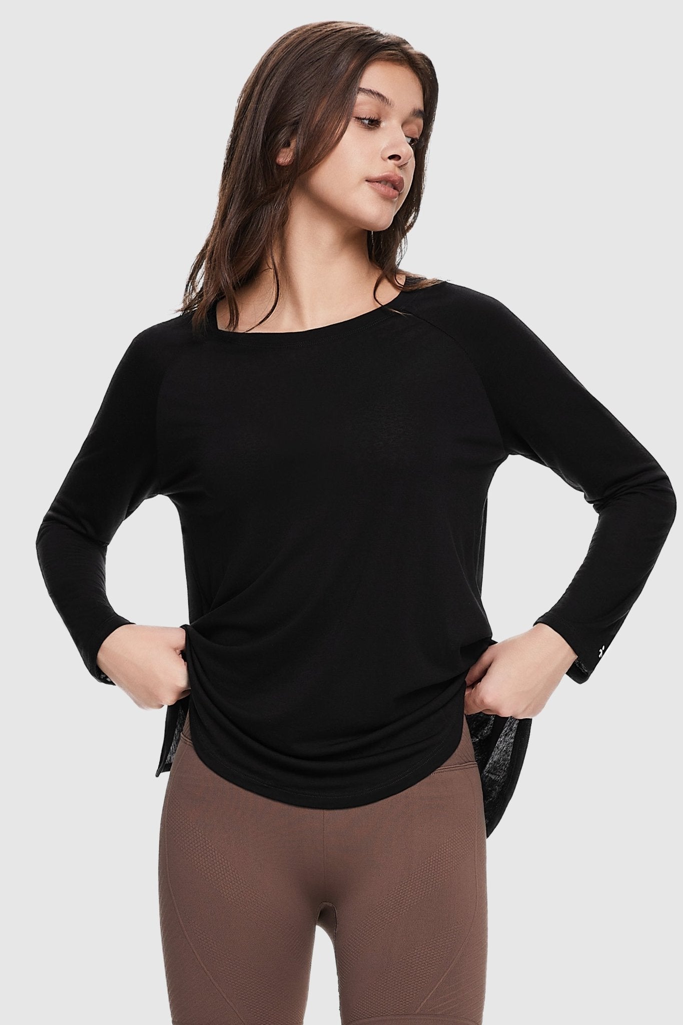 Orolay-Lightweight Long Sleeve Top-Lightweight Long Sleeve Top - Orolay, #color_Black