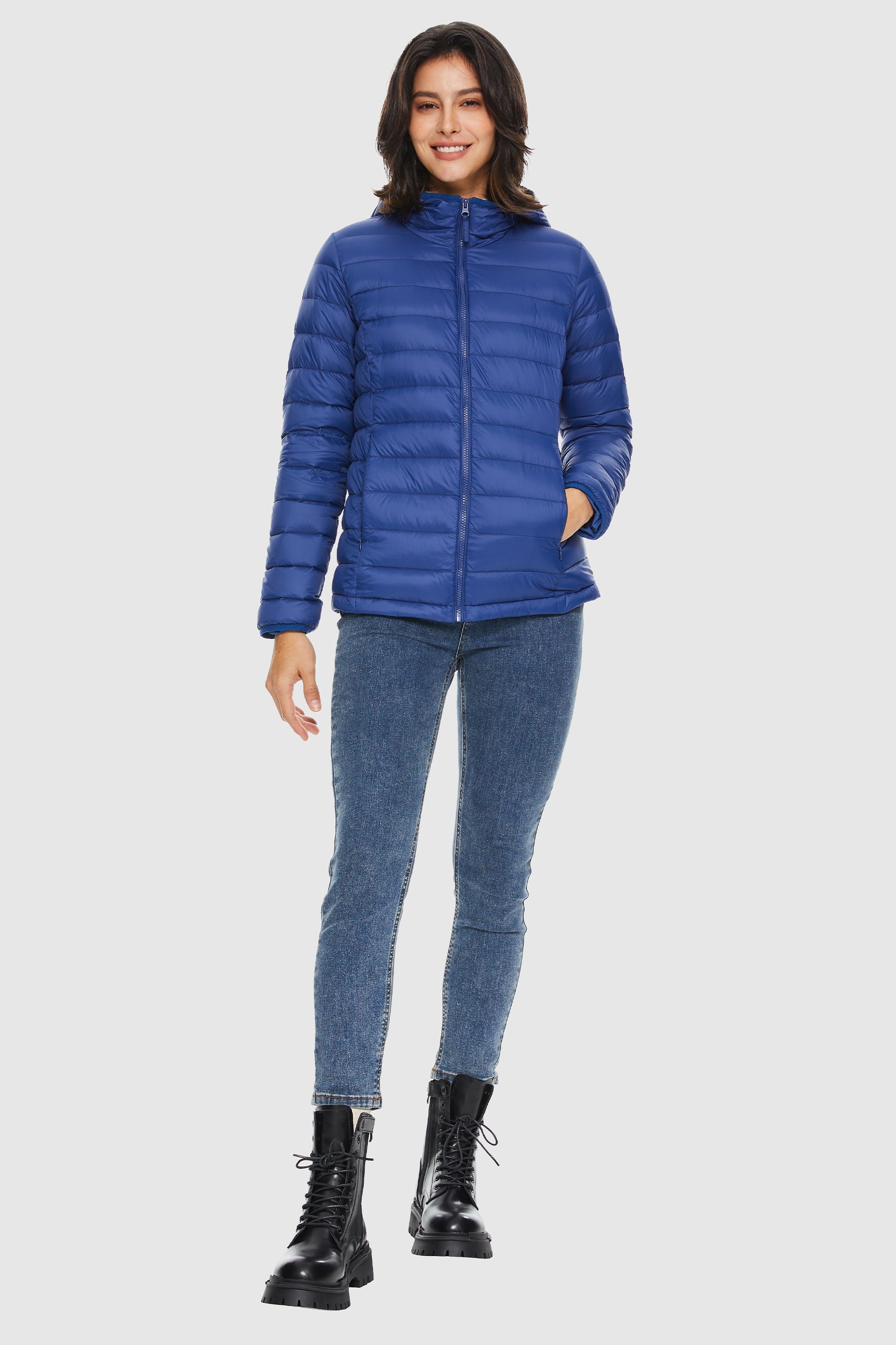 Orolay-Lightweight Packable Down Jacket with Stand Collar-#color_True Blue