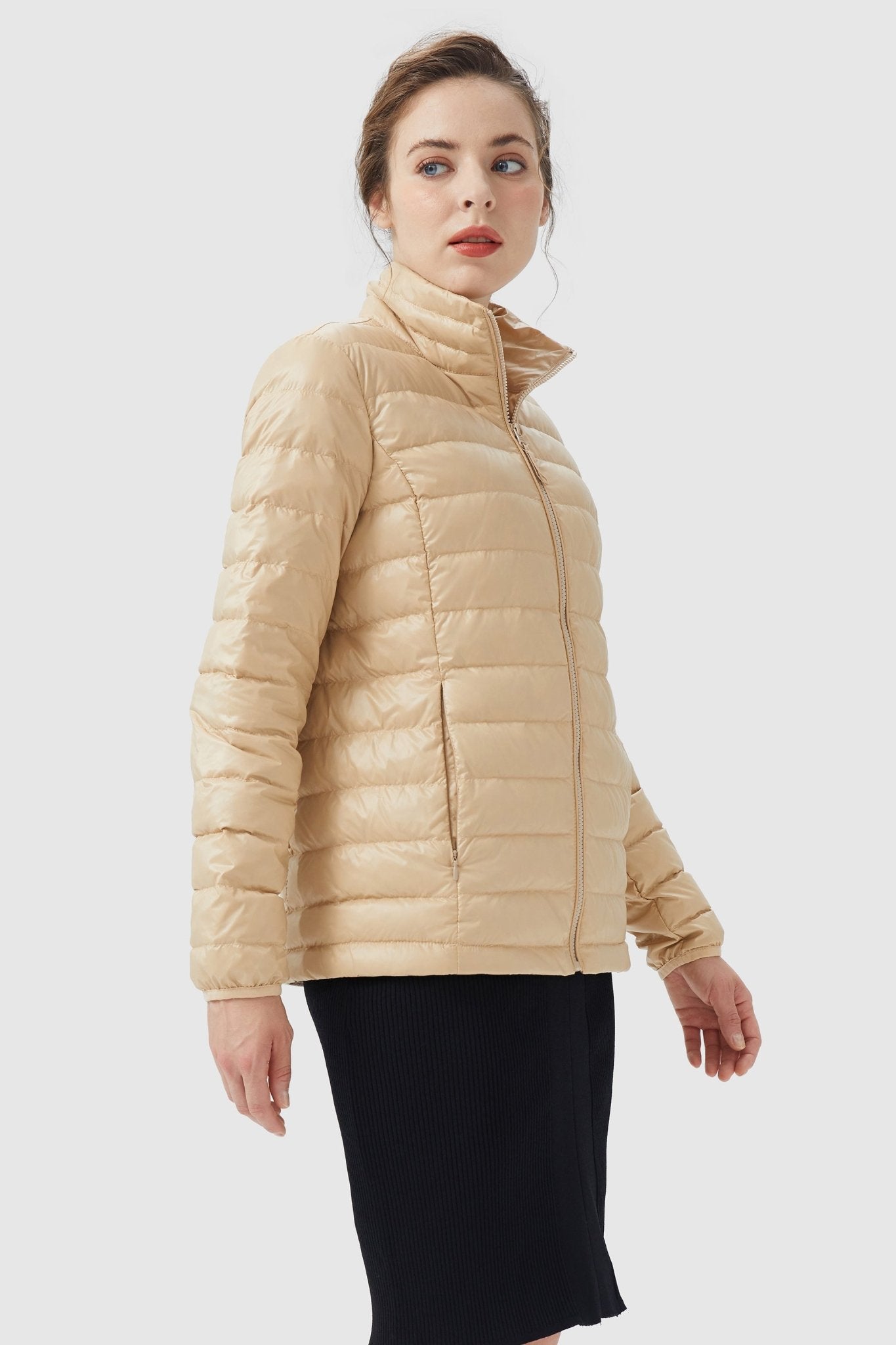 Orolay-Lightweight Quilted Packable Down Jacket-Lightweight Quilted Packable Down Jacket - Orolay, #color_Frosted Almond