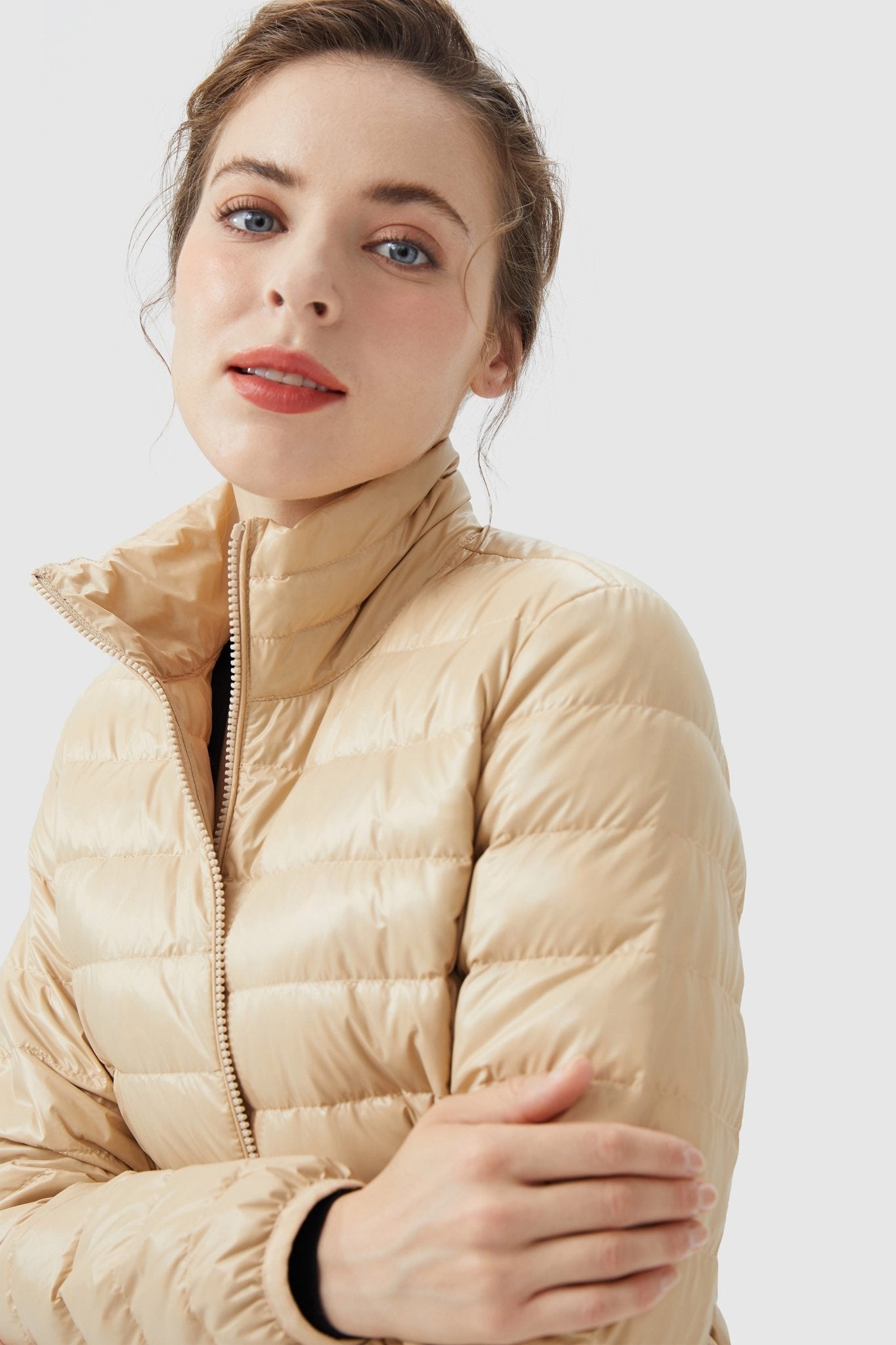 Orolay-Lightweight Quilted Packable Down Jacket-Lightweight Quilted Packable Down Jacket - Orolay, #color_Frosted Almond