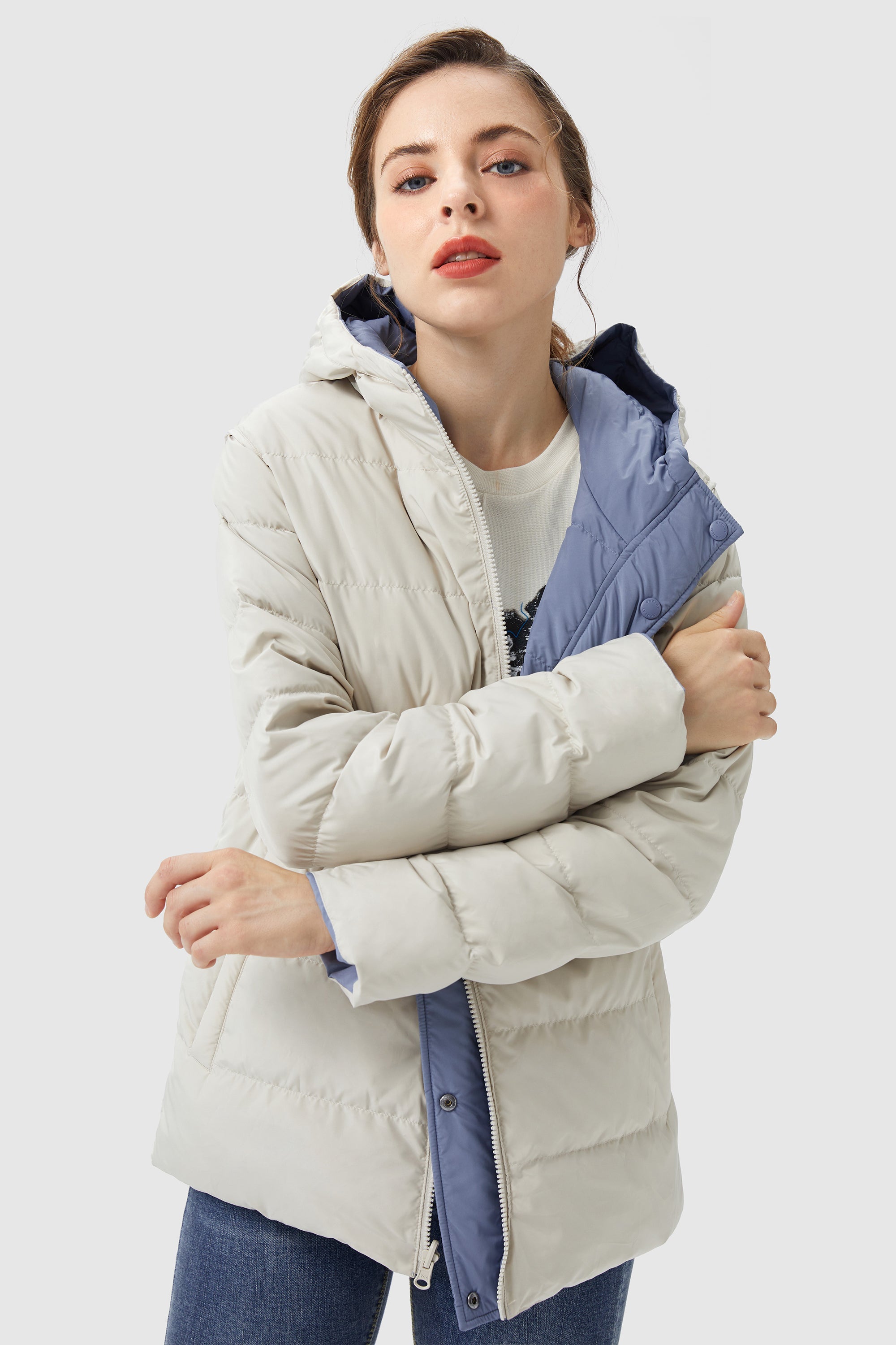 Orolay-Lightweight Reversible Down Jacket with Hood-#color_Eventide