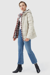 Orolay-Lightweight Reversible Down Jacket with Hood-#color_Red&White Plaid