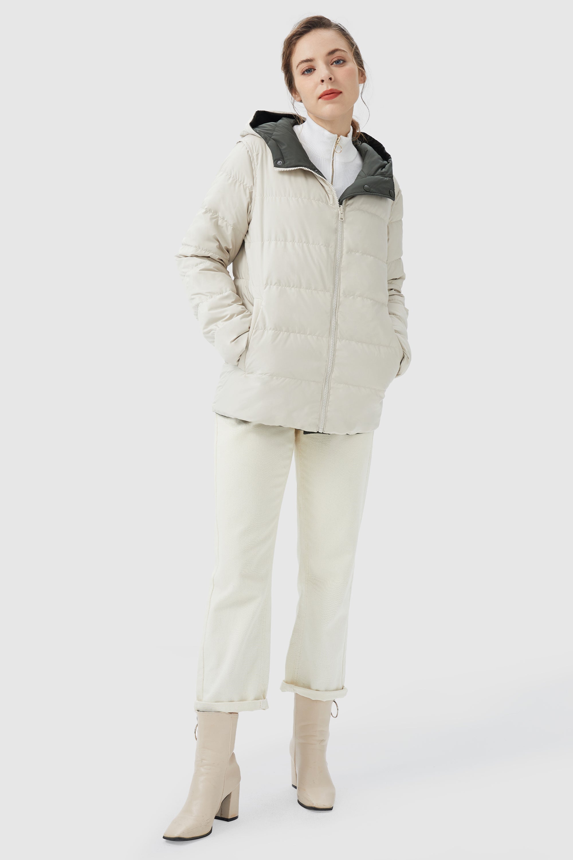 Orolay-Lightweight Reversible Down Jacket with Hood-#color_Deep Forest