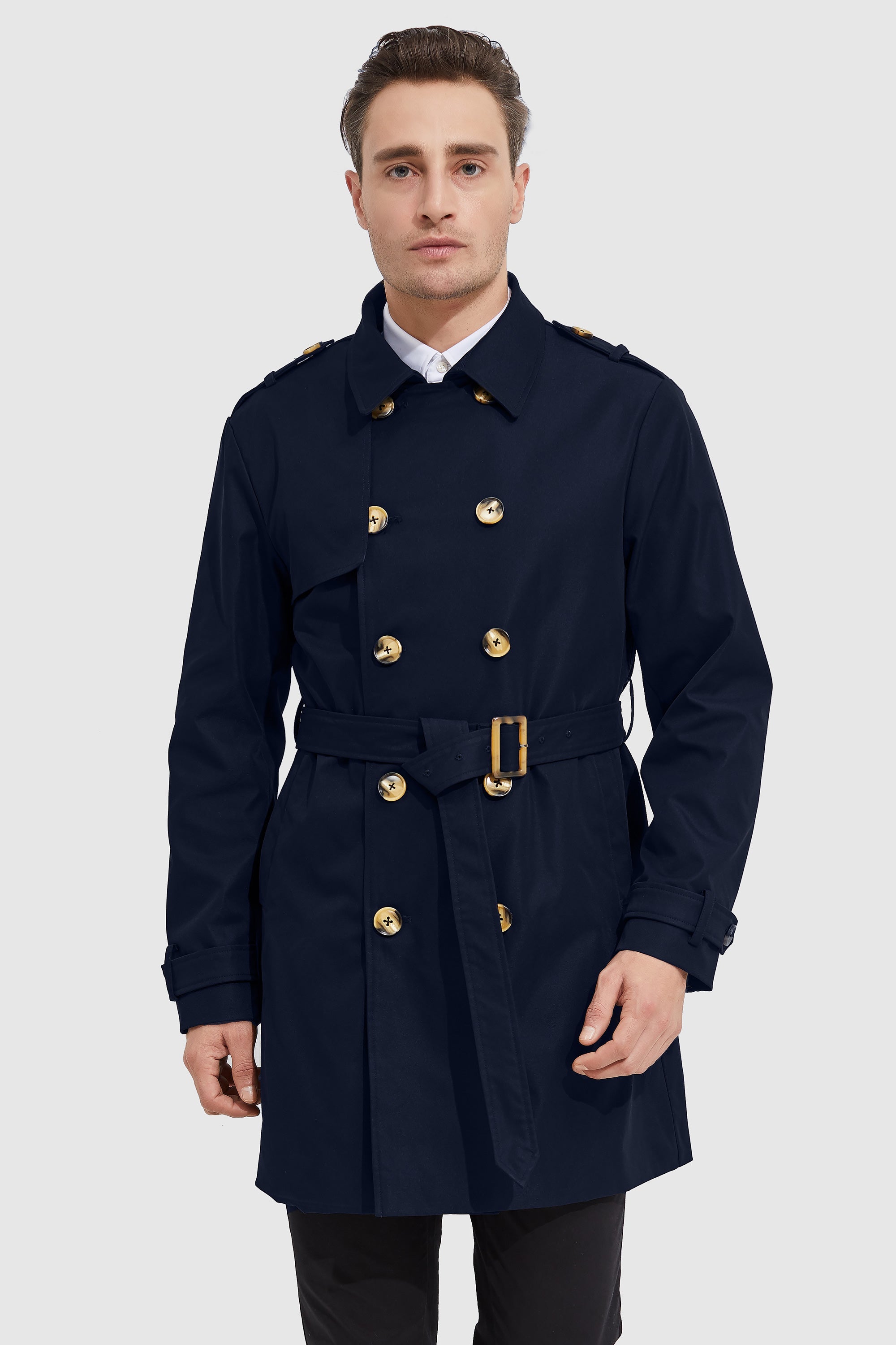 Orolay-Long Double Breasted Trench Coat-#color_Beacon Blue