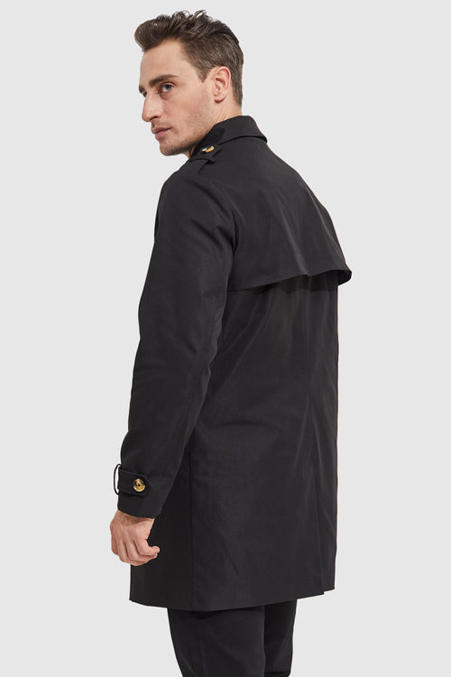 Orolay-Long Double Breasted Trench Coat-#color_Black