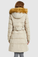 Orolay-Long Faux Fur Hooded Down Coat-Long Faux Fur Hooded Down Coat - Orolay, #color_Oat Milk