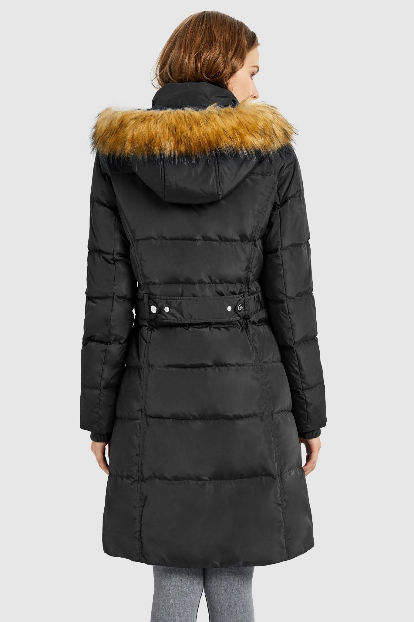 Orolay-Long Faux Fur Hooded Down Coat-Long Faux Fur Hooded Down Coat - Orolay, #color_Black