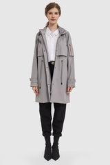 Orolay-Long Hooded Windbreaker-#color_Gull Gray