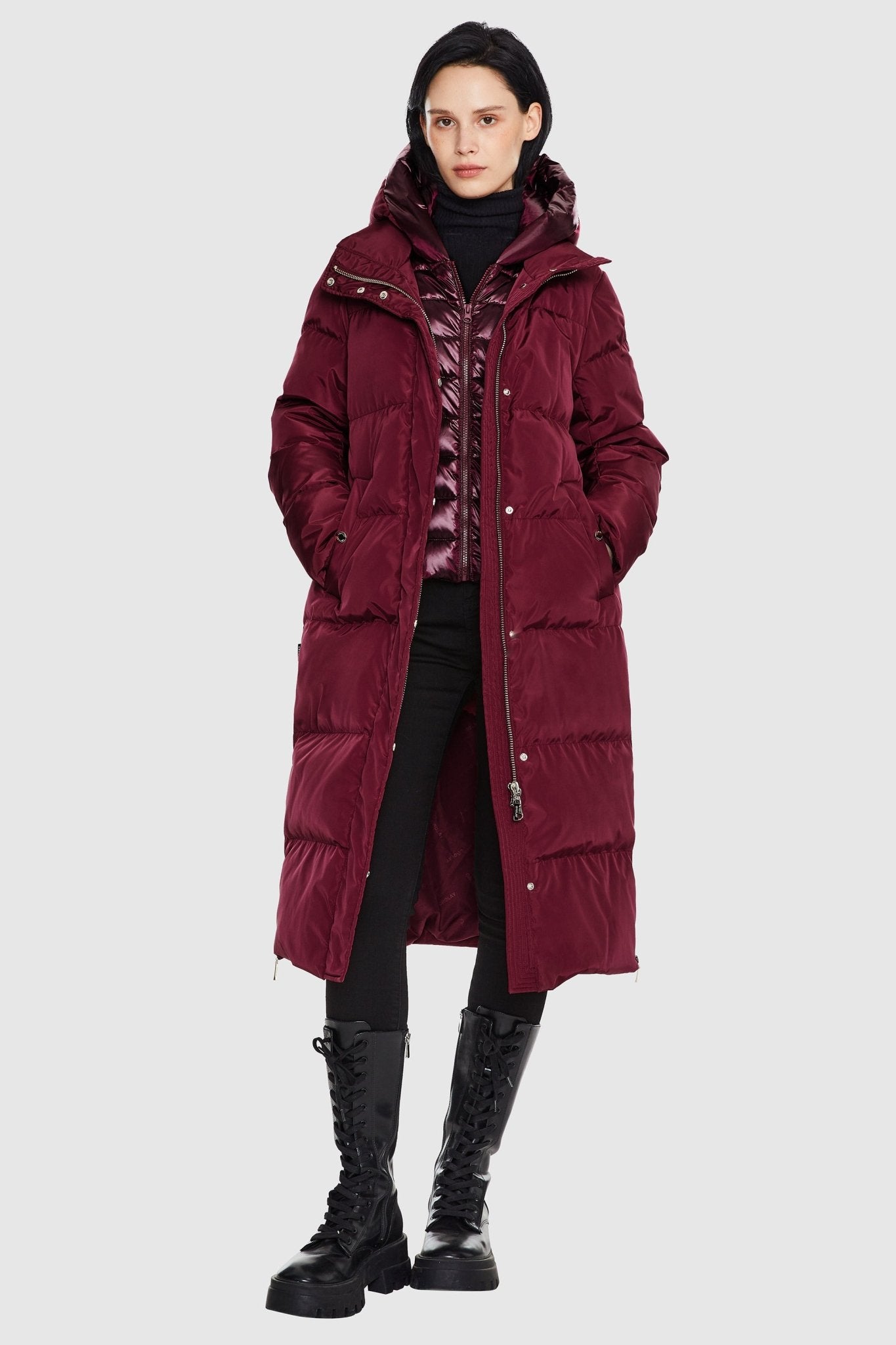 Orolay-Long Maxi Puffer Thickened Jacket-Long Maxi Puffer Thicken Jacket - Orolay, #color_Red Dahlia