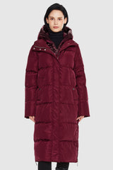 Orolay-Long Maxi Puffer Thickened Jacket-Long Maxi Puffer Thicken Jacket - Orolay, #color_Red Dahlia