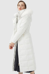 Orolay-Long Puffer Coat with Hood Fur-Long Puffer Coat with Hood Fur - Orolay, #color_White