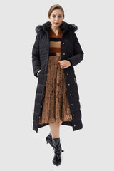 Orolay-Long Puffer Coat with Hood Fur-Long Puffer Coat with Hood Fur - Orolay, #color_Black