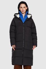 Orolay-Long Puffer Down Jacket with Hem Slit-#color_Black