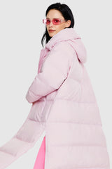 Orolay-Long Puffer Down Jacket with Hem Slit-#color_Pink Marshmallow