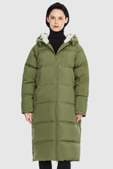 Orolay-Long Puffer Down Jacket with Hem Slit-#color_Peat Moss