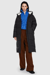 Orolay-Long Puffer Down Jacket with Hem Slit-#color_Black