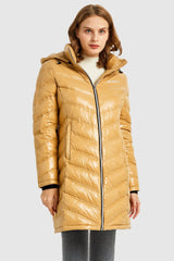 Orolay-Long Quilted Hooded Puffer Down Jacket-Long Quilted Hooded Puffer Down Jacket - Orolay, #color_Golden Cream