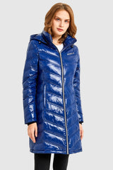 Orolay-Long Quilted Hooded Puffer Down Jacket-Long Quilted Hooded Puffer Down Jacket - Orolay, #color_Dazzling Blue