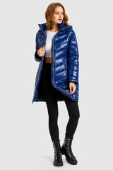 Orolay-Long Quilted Hooded Puffer Down Jacket-Long Quilted Hooded Puffer Down Jacket - Orolay, #color_Dazzling Blue