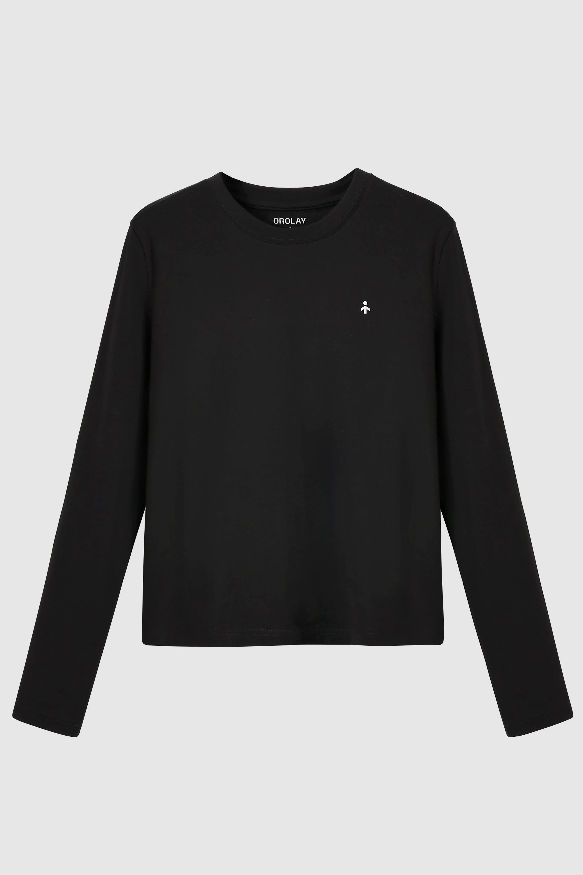 Orolay-Long Sleeve Crop T-shirt-#color_Black