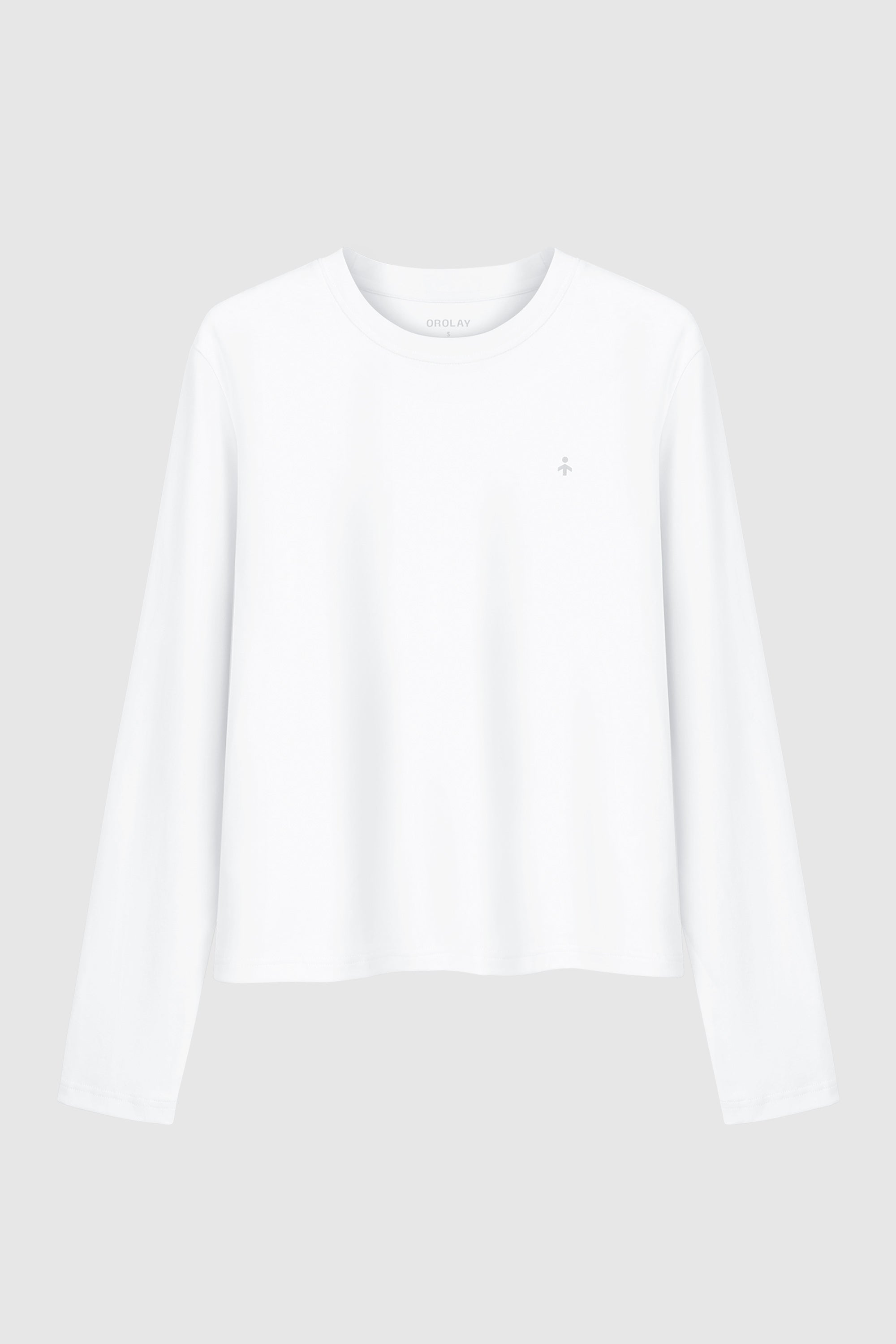 Orolay-Long Sleeve Crop T-shirt-#color_White