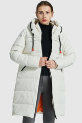 Orolay-Long Thickened Hooded Down Jacket-Orolay Long Thickened Hooded Down Jacket women #color_White