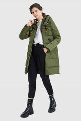 Orolay-Long Thickened Hooded Down Jacket-Orolay Long Thickened Hooded Down Jacket women #color_Peat Moss