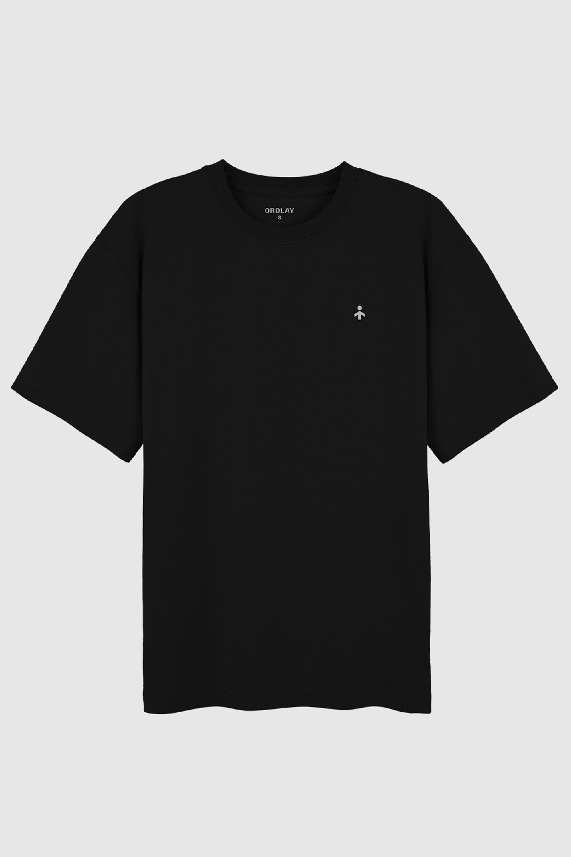 Orolay-Men's Heavyweight Cotton T-Shirt-#color_Black