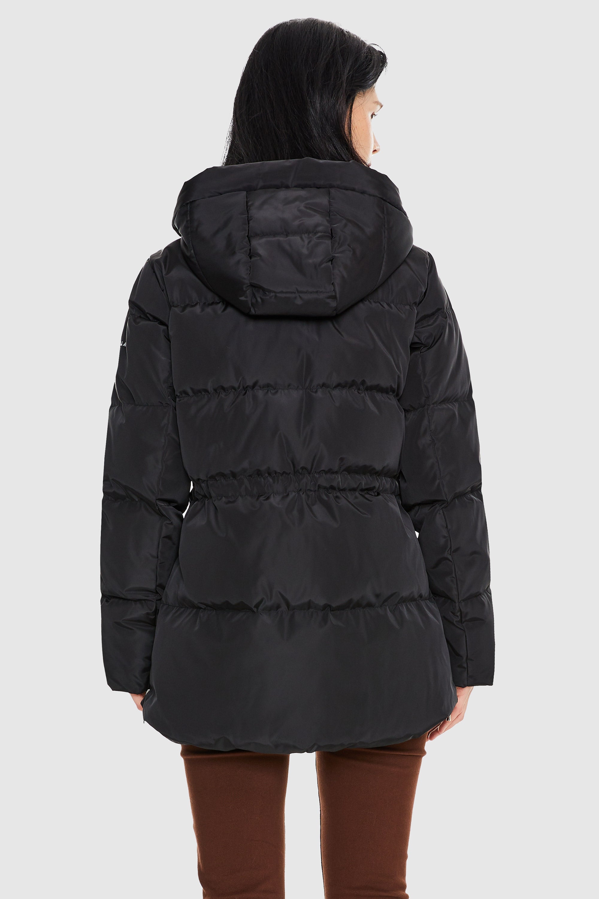 Orolay-Mid-Length Hooded Down Jacket-#color_Black