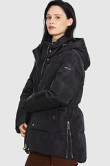 Orolay-Mid-Length Hooded Down Jacket-#color_Black