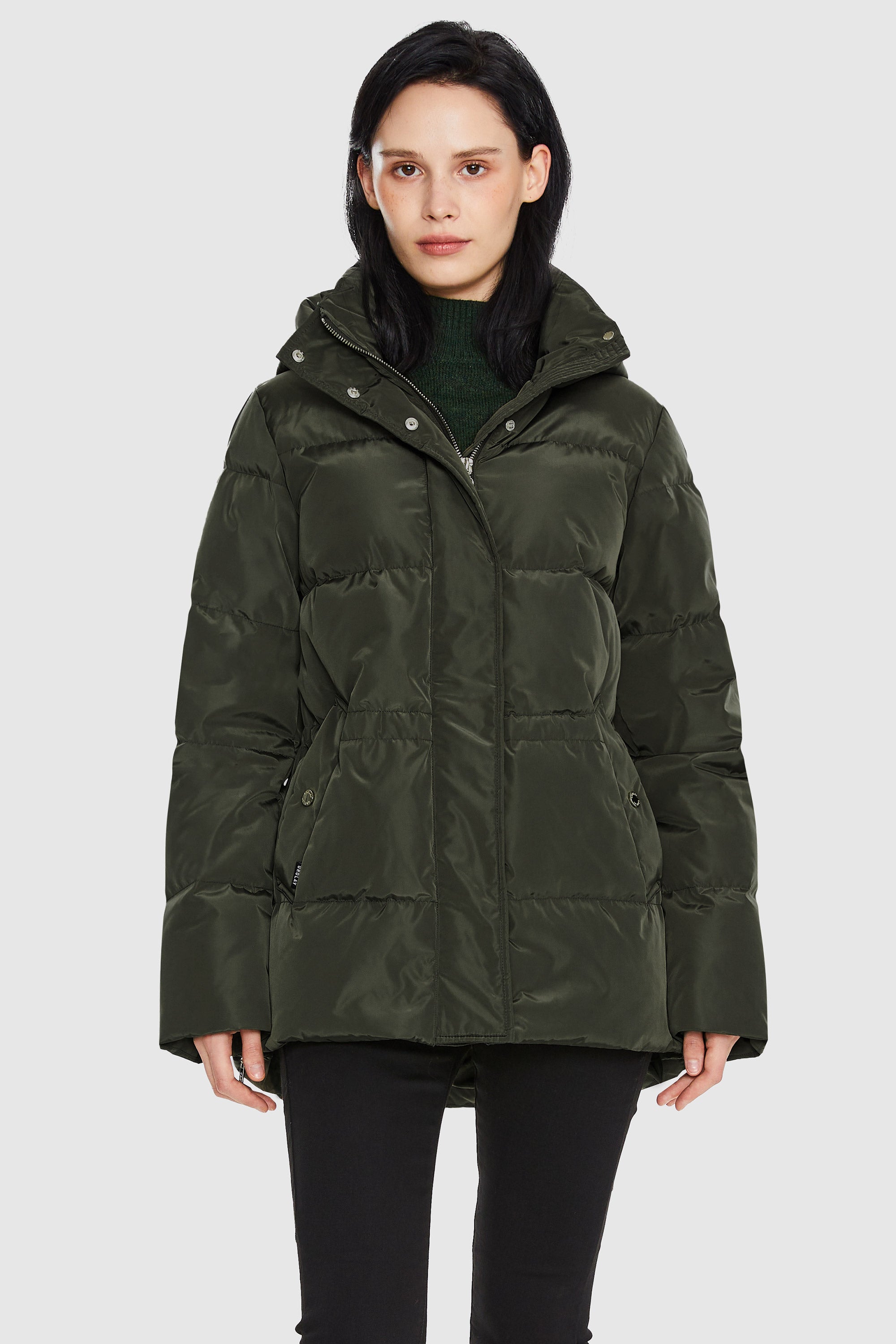 Orolay-Mid-Length Hooded Down Jacket-#color_Rosin